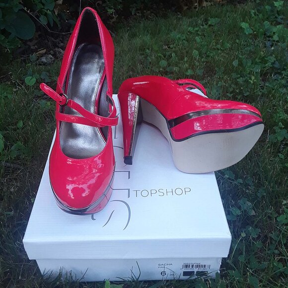 New Topshop platform Mary Jane shoes 8.5 leather - Picture 3 of 12